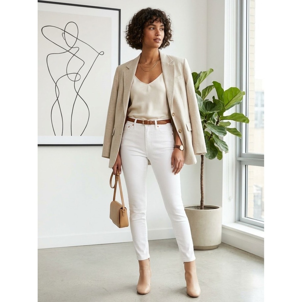 Old Navy Pop Icon Skinny Jeans Women 2 White Excellent High Rise Stretch Denim